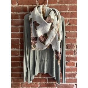 NWT Open Back Long Sleeve Top and Scarf